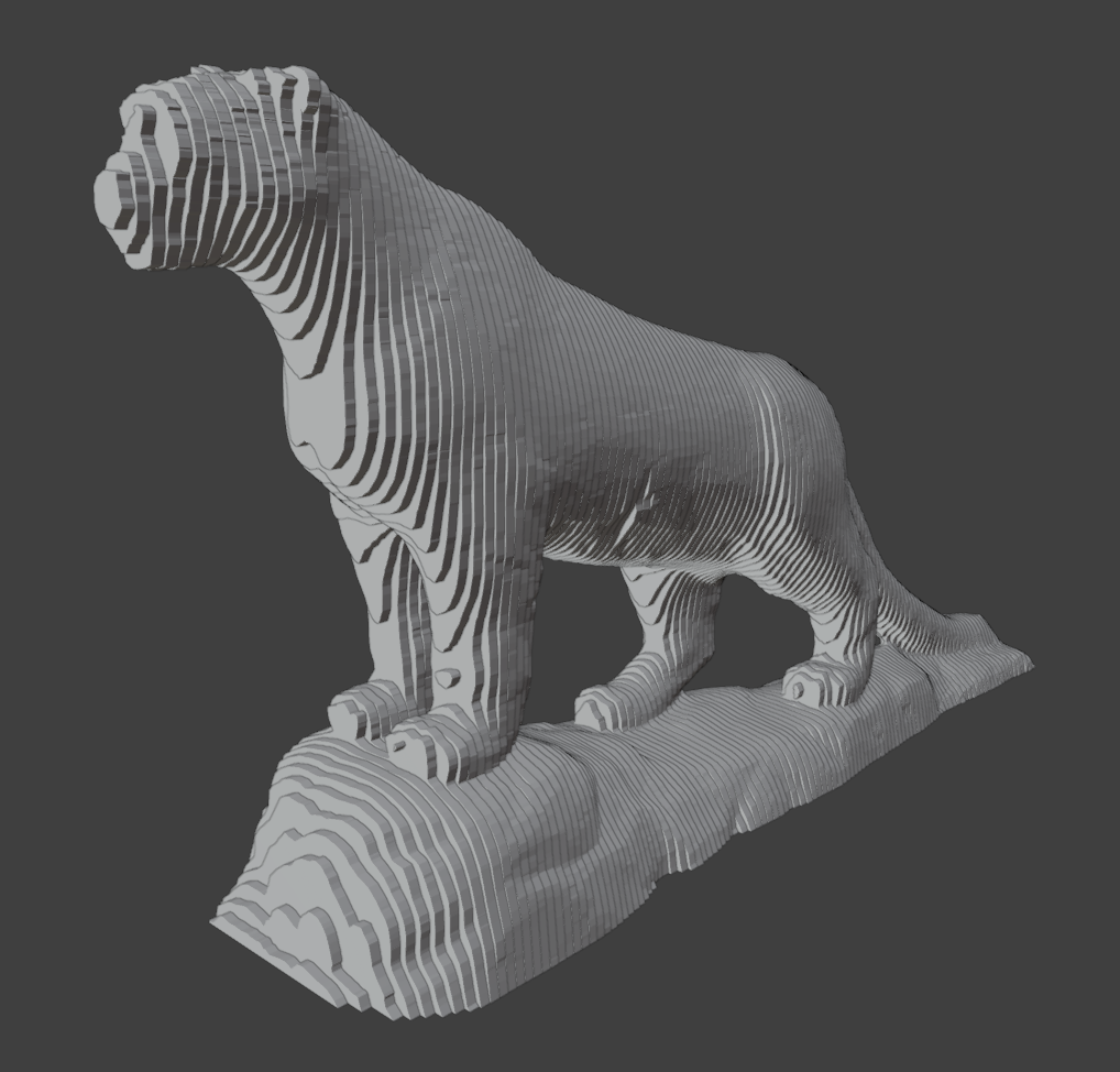Model sliced in the Y axis