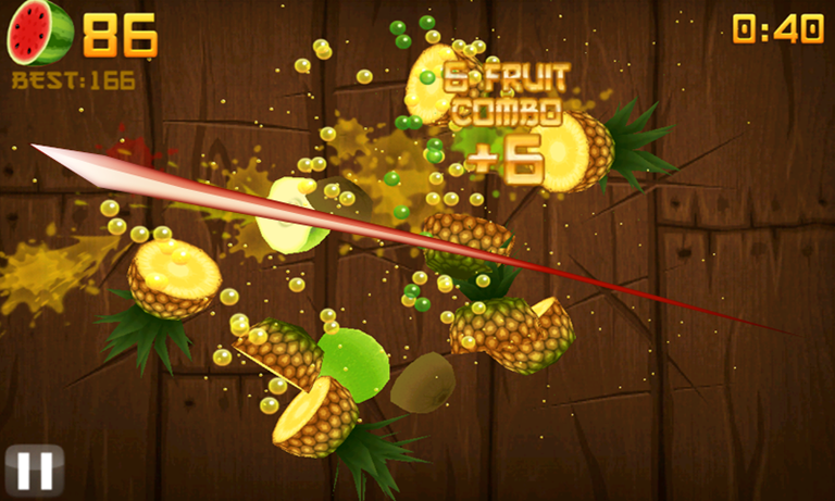 Рисунок 1. Демонстрация геймплея игры Fruit Ninja