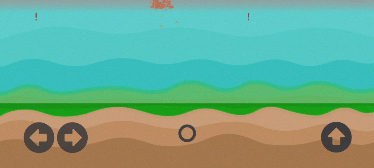 Рисунок 14. Демонстрация сцены поражения игрока. Шарик игрока ударяется о верхнюю границу игрового пространства и разбивается